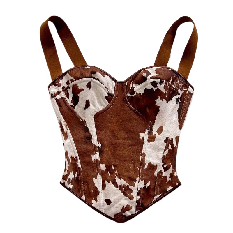 Women'S Vacation Accessories - بلوزة كورسيه نسائية بطبعة جلد البقر