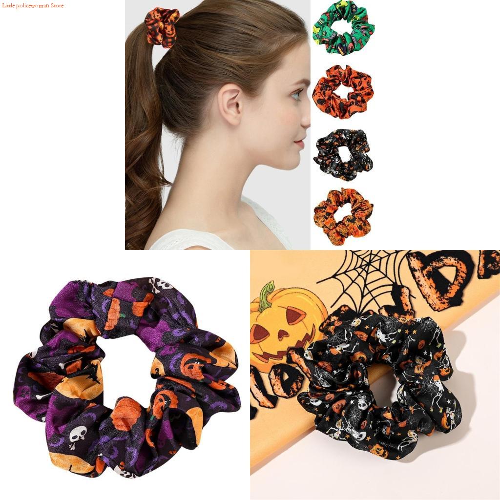 Women Accessories Description - F92D الملونة هالوين Scrunchies اليقطين توك