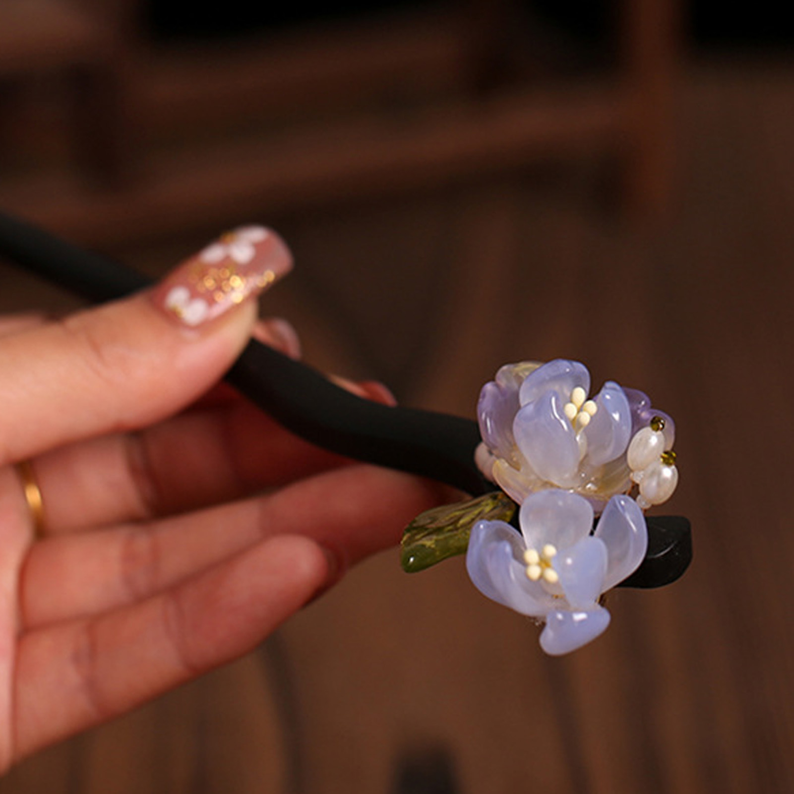 دبوس شعر خشبي عتيق بتصميم زهرة - مراجعة Women Accessories Shop وسعره