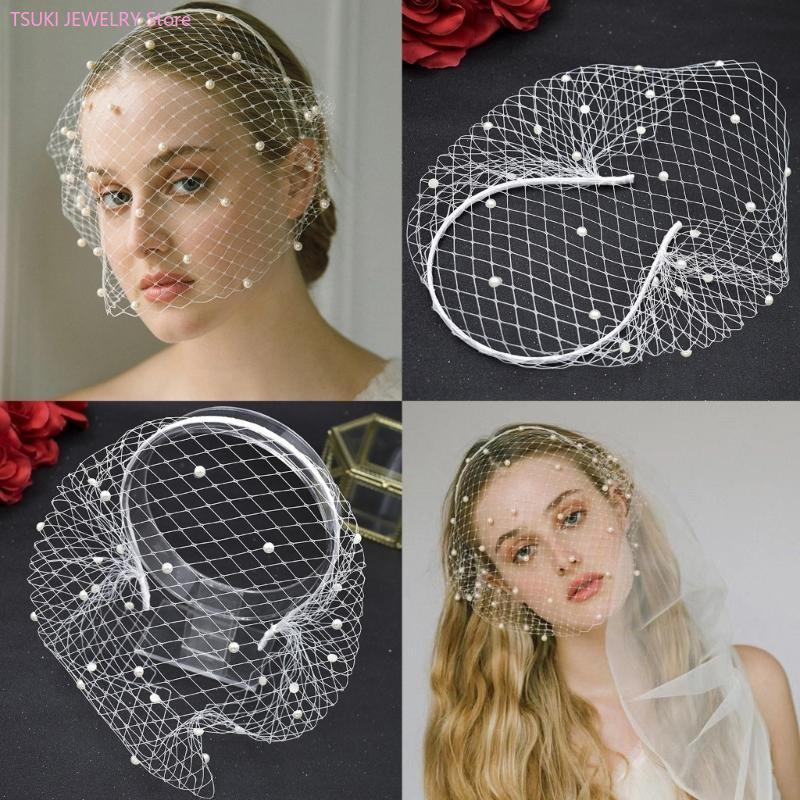 62KE شبكة الجبين اللؤلؤ الحجاب - مراجعة Women Accessories Description وسعره
